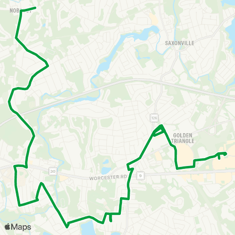 MetroWest RTA Nobscot to the Natick Mall map