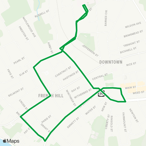 MetroWest RTA Downtown Marlborough Loop map