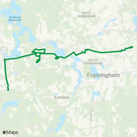 MetroWest RTA Southborough MBTA to Natick Mall map