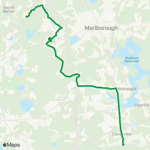 MetroWest RTA Southborough MBTA to Solmon Pond Mall map