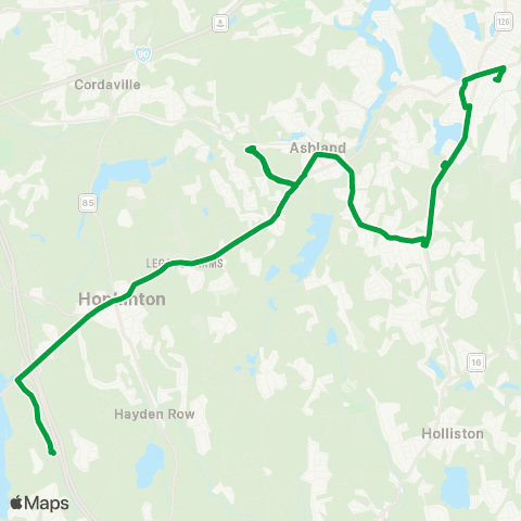 MetroWest RTA Blandin Hub to Dell Hopkinton map