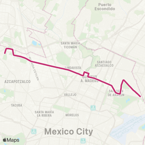 Metrobús Villa de Aragón - el Rosario map