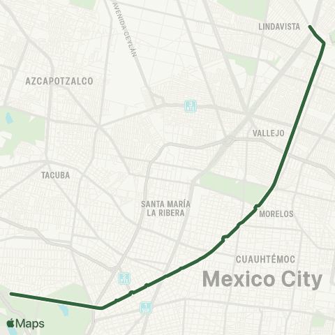 Metrobús Indios Verdes - Campo Marte map