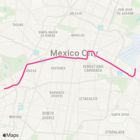 Metro Pantitlán - Observatorio map