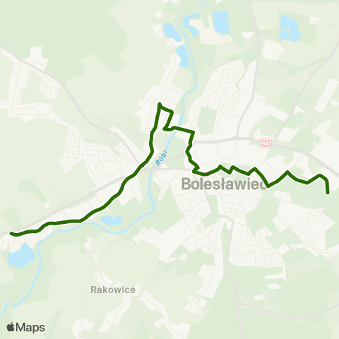 MZK Bolesławiec Zabobrze 170 — Gałczyńskiego Pętla map