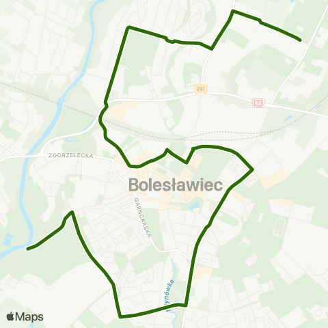 MZK Bolesławiec Gdańska Baseny — Kościuszki-Modłowa map