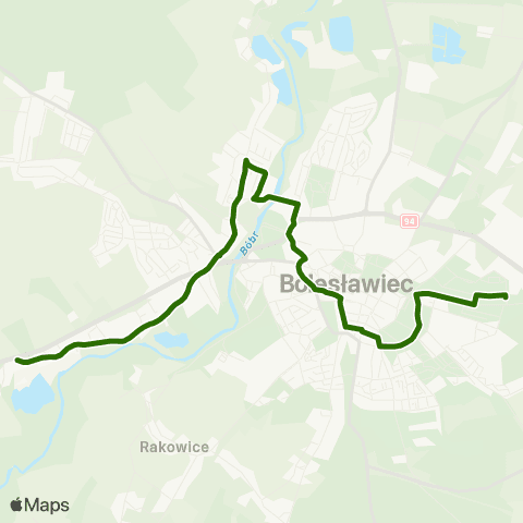 MZK Bolesławiec Jana Pawła II Szkoła — Zabobrze Pętla map