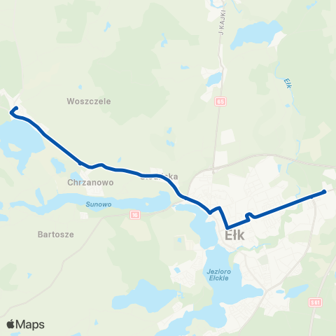 MZK Ełk Zakłady Mięsne — Woszczele map