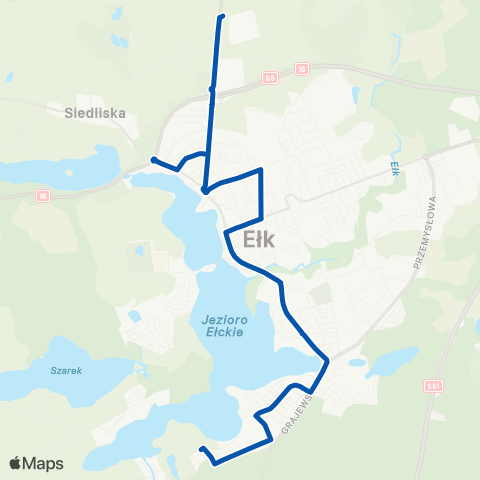 MZK Ełk (Działki —) Osiedle Bajkowe — Szpital map