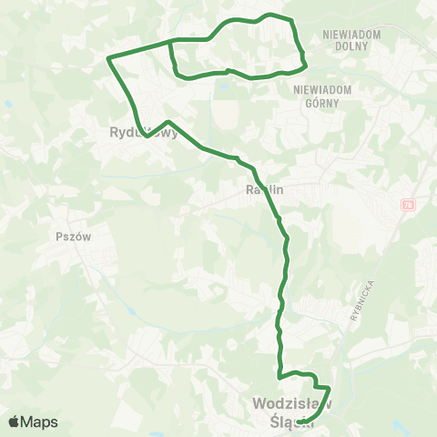 MZK Jastrzębie-Zdrój Wodzisław Śląski D.A. - Rybnik Niewiadom map