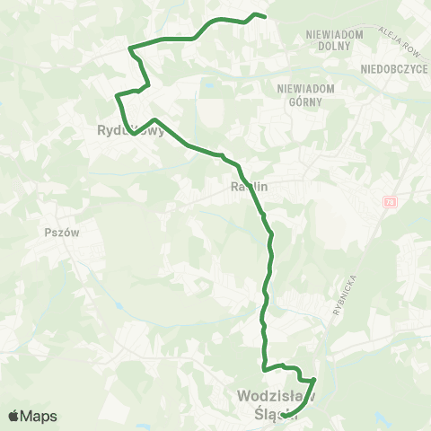 MZK Jastrzębie-Zdrój Wodzisław Śląski D.A. - Rybnik Niewiadom map