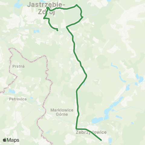 MZK Jastrzębie-Zdrój Chlebowa Pętla - Zebrzydowice Ośrodek Zdrowia map