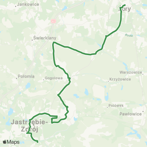 MZK Jastrzębie-Zdrój Chlebowa Pętla - Żory Centrum Przesiadkowe map