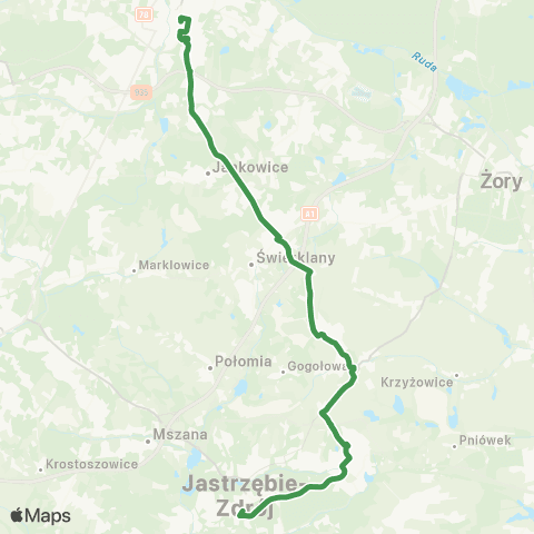 MZK Jastrzębie-Zdrój Zdrój - Rybnik Śródmieście 3 Maja map