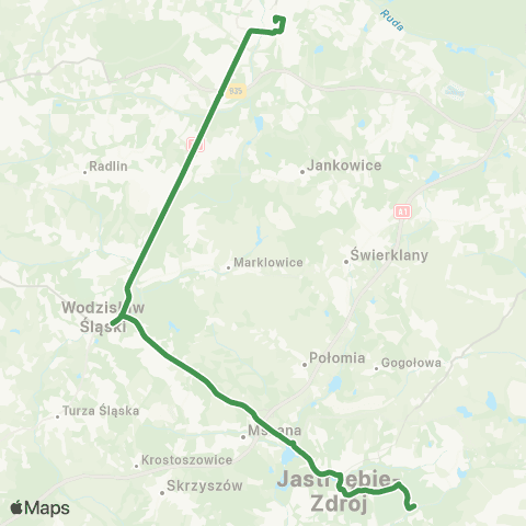 MZK Jastrzębie-Zdrój Arki Bożka - Wodzisław Śląski - Rybnik Śródmieście 3 Maja map