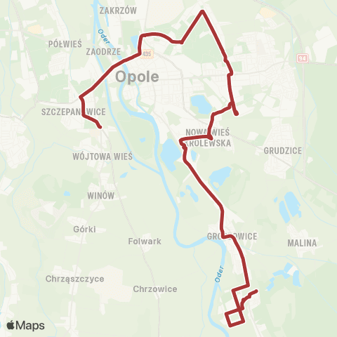 MZK Opole Złota - Dworzec Grotowice - Pętla — Prószkowska - Politechnika map
