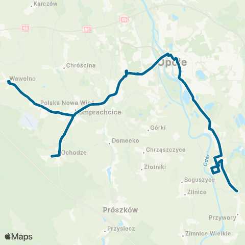 MZK Opole Polska Nowa Wieś - Centrum — Grotowice - Pętla map