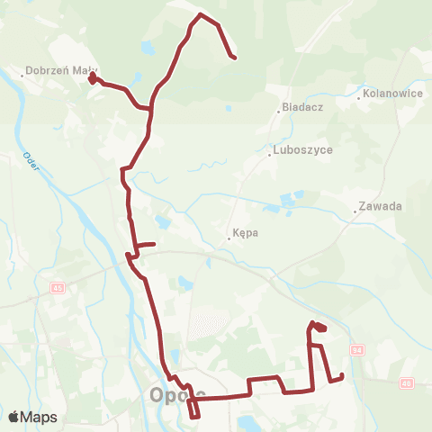 MZK Opole 1 Maja - Dworzec Główny — Witosa - Wygonowa map