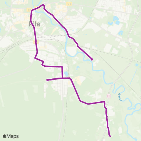 MZK Piła Młodych / Pętla  — Motylewska / Wapienna map