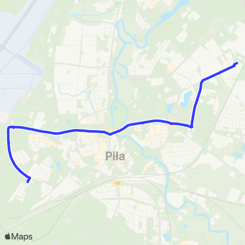 MZK Piła Kossaka / Pętla  — Żeromskiego / Pl. Inwalidów map