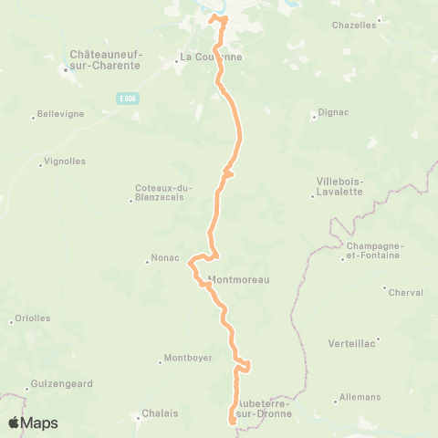 Nouvelle-Aquitaine Cars 16 Aubeterre - Angoulême map