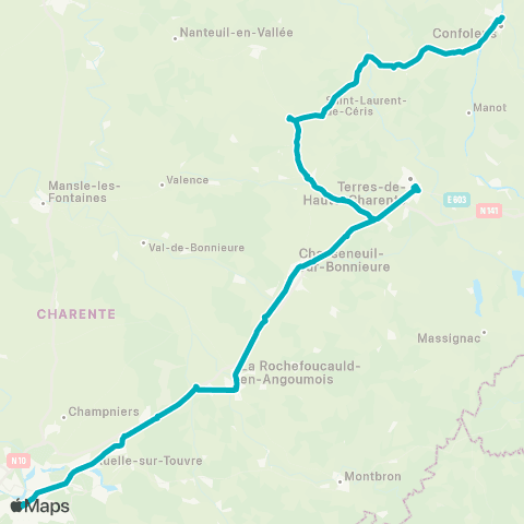 Nouvelle-Aquitaine Cars 16 Confolens - Angoulême map