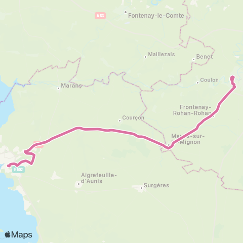 Nouvelle-Aquitaine Cars 17 Niort - La Rochelle map