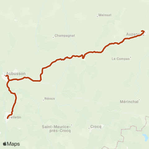 Nouvelle-Aquitaine Cars 23 Auzances-Aubusson-Felletin map