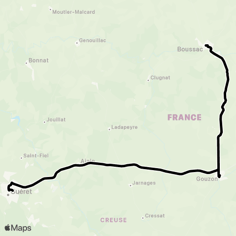 Nouvelle-Aquitaine Cars 23 255 Boussac-Gouzon-Guéret map