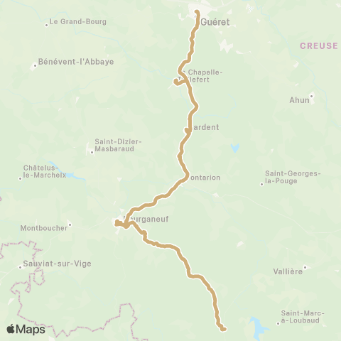 Nouvelle-Aquitaine Cars 23 Royère-Bourganeuf-Guéret map