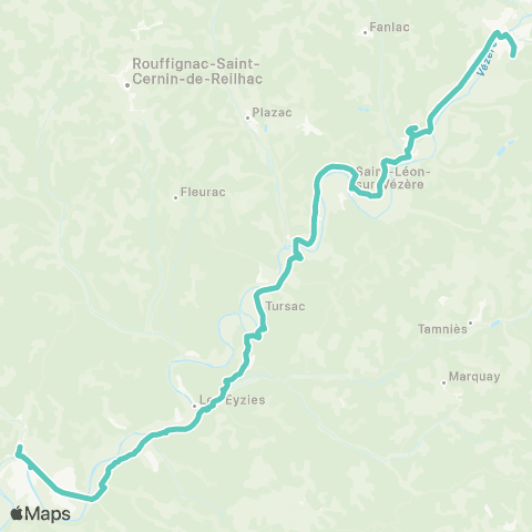 Nouvelle-Aquitaine Cars 24 Ligne 339 (Estivale) : Vallée de la Vézère map