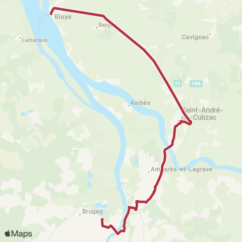 Nouvelle-Aquitaine Cars 33 Express Blaye - Bordeaux map