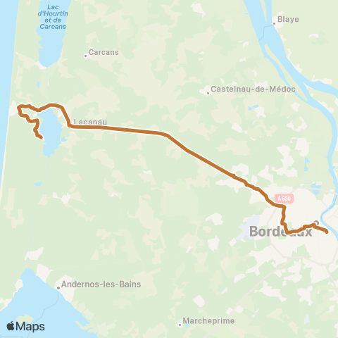 Nouvelle-Aquitaine Cars 33 Bordeaux - Lacanau map