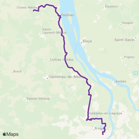 Nouvelle-Aquitaine Cars 33 Bordeaux - Pauillac map