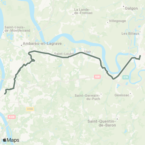 Nouvelle-Aquitaine Cars 33 Bordeaux Buttiniere - Libourne par St Lo map