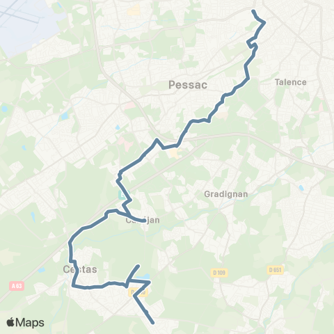 Nouvelle-Aquitaine Cars 33 Bordeaux CHU Pellegrin - Cestas map