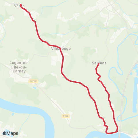 Nouvelle-Aquitaine Cars 33 Collège de Verac map