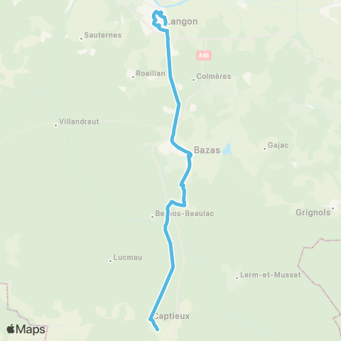 Nouvelle-Aquitaine Cars 33 Langon - Captieux map