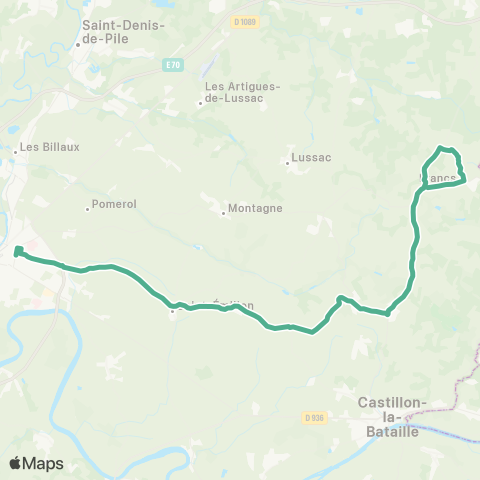 Nouvelle-Aquitaine Cars 33 Libourne - Francs map