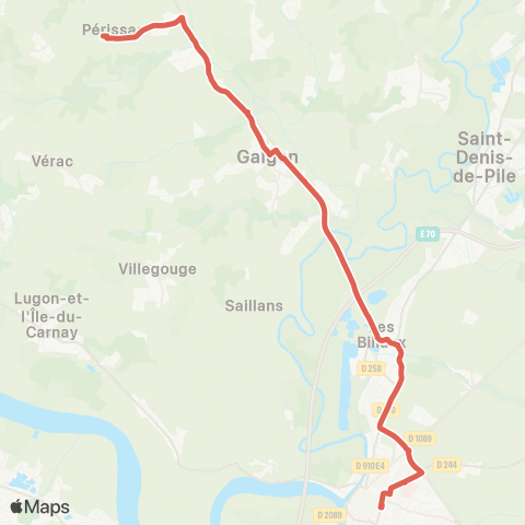 Nouvelle-Aquitaine Cars 33 Libourne - Perissac map