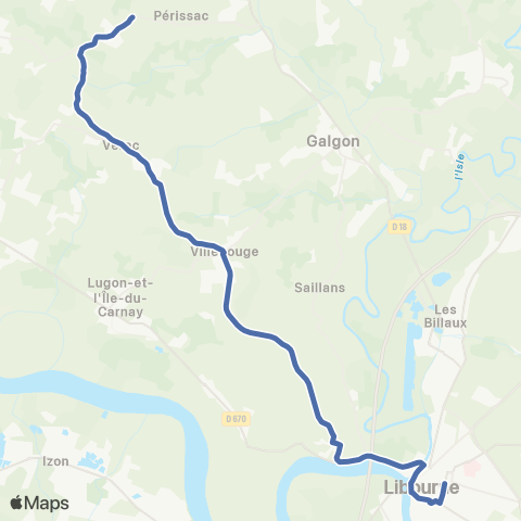 Nouvelle-Aquitaine Cars 33 Libourne - St Genes de Fronsac map