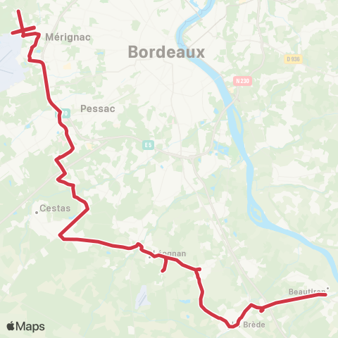 Nouvelle-Aquitaine Cars 33 Express Beautiran - le Haillan 5 Chemins map