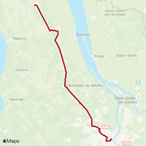 Nouvelle-Aquitaine Cars 33 Express Lesparre - Bordeaux map