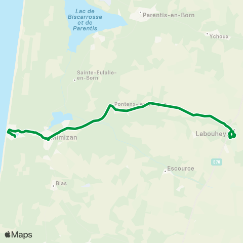Nouvelle-Aquitaine Cars 40 Mimizan - Labouheyre map