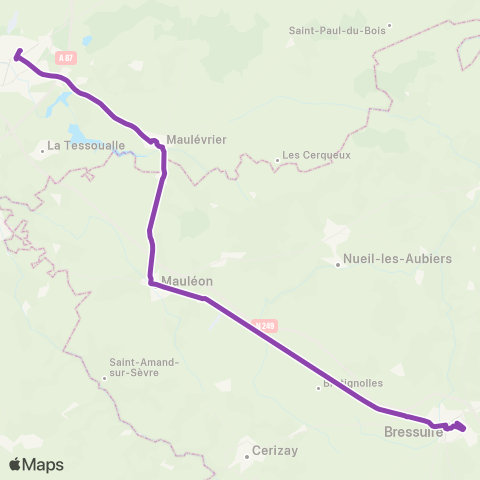 Nouvelle-Aquitaine Cars 79 Cholet - Bressuire map