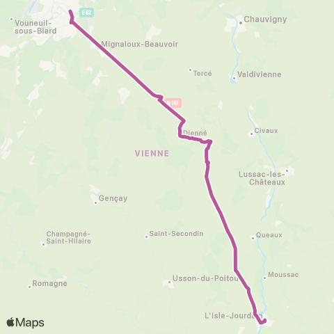 Nouvelle-Aquitaine Cars 86 L'Isle Jourdain - Poitiers map