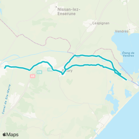 Citibus Les Cabanes - Fleury-d'Aude - Collège Les Mailheuls map