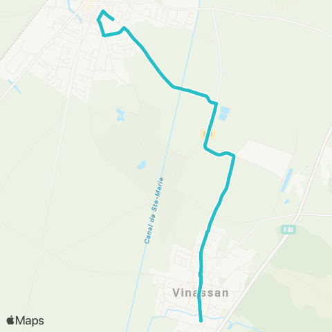 Citibus Vinassan - Collège Les Mailheuls map