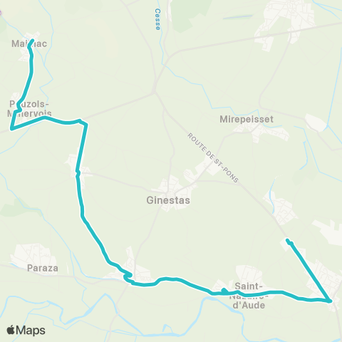 Citibus Mailhac - Pouzois-Minervois - Ste-Valière - Paraza - Ventenac-en-Minervois - St-Nazaire-d'Aude - St-Marcel-s/-Aude - Collège Marcelin Albert map
