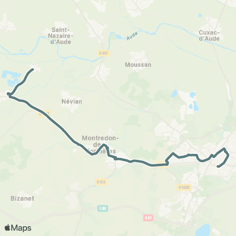 Citibus Raissac d'Aude - Villedaigne - Montredon-des-Corbières - Narbonne map